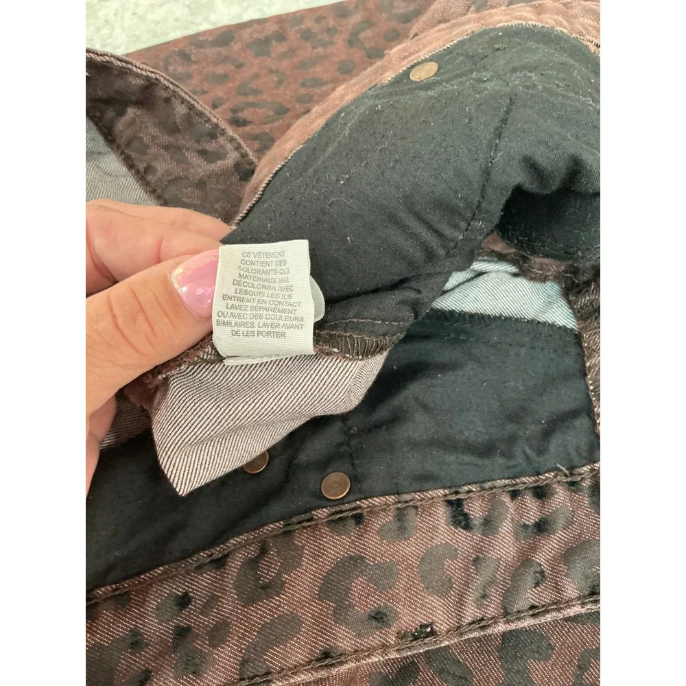 Free People Skinny Jeans 29 Brown Leopard Print Low Rise Animal Pattern Pockets
